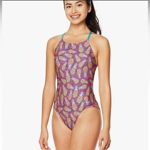 Speedo Printed Tie Back One Piece Swimsuit